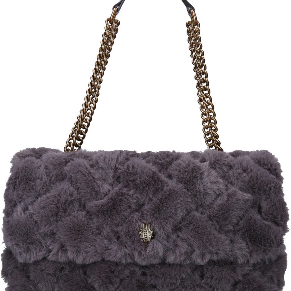 Kurt Geiger XXL Faux Fur Shoulder Bag in grey